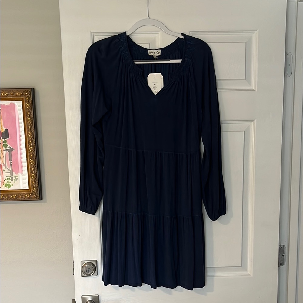 Navy Blue Long Sleeve Dress